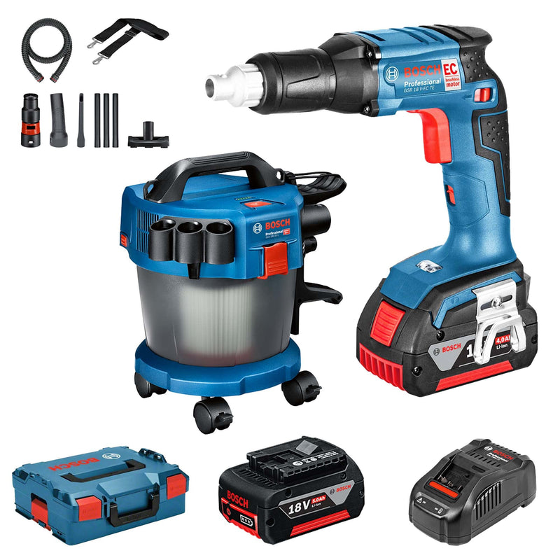 Combo kit Plasterboard  Bosch GAS 18V-10 L + GSR 18 V-EC TE